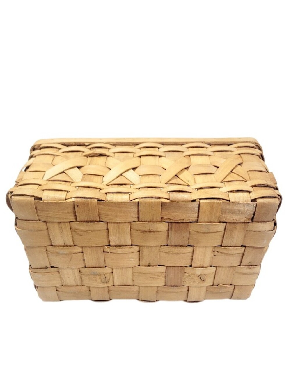 Vintage Woven Wood Divided Basket Caddy Organizer Carry Handle Farmhouse Storage - Picture 10 of 11